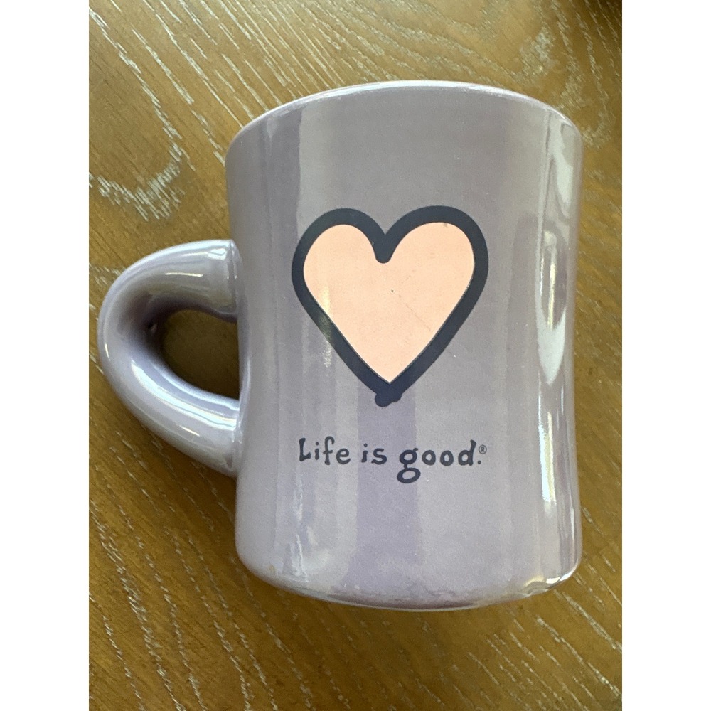 Life is Good Purple Heart Coffee Mug Do What You Like Stoneware Diner Cup
